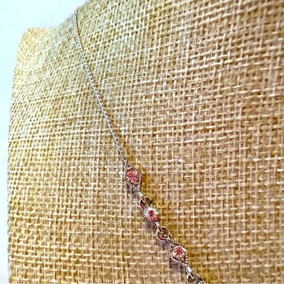 Avon Necklace Lariat style silver tone with clear rhinestones - Picture 7 of 11